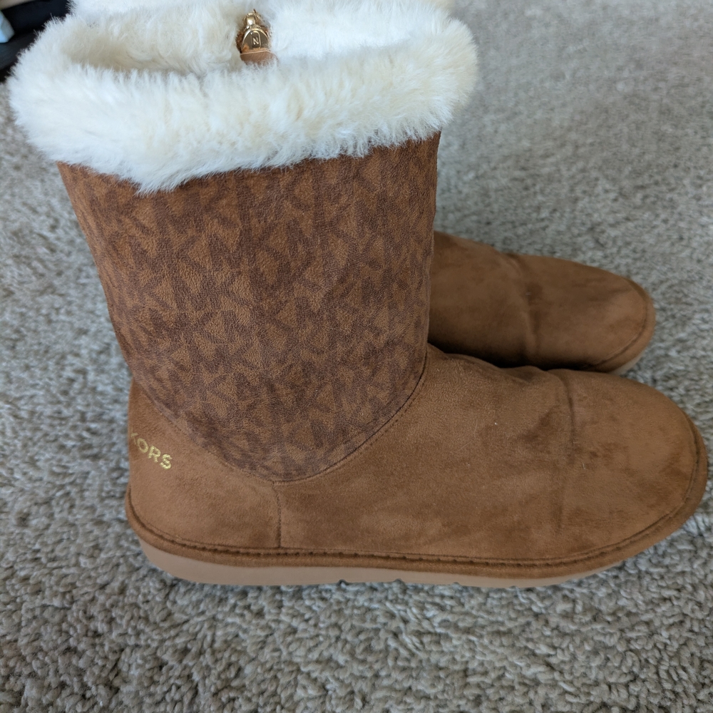 Michael Kors Brown Suede Boots with Fur Trim size 4